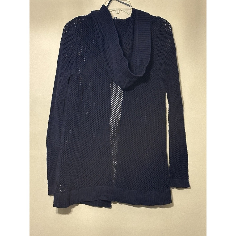 TALBOTS Navy Honeycomb/mesh knit & Ribbed Trim Open Front; Size‎ Medium - Picture 2 of 5